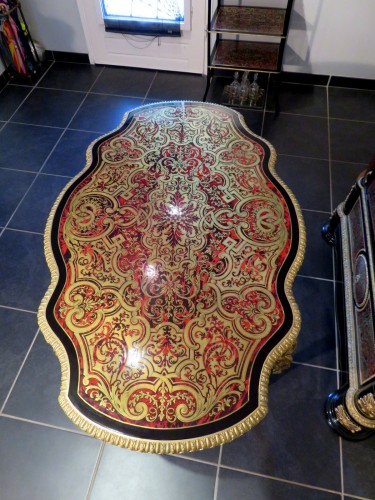 Antiquités - Guéridon table en marqueterie Boulle époque Napoléon III