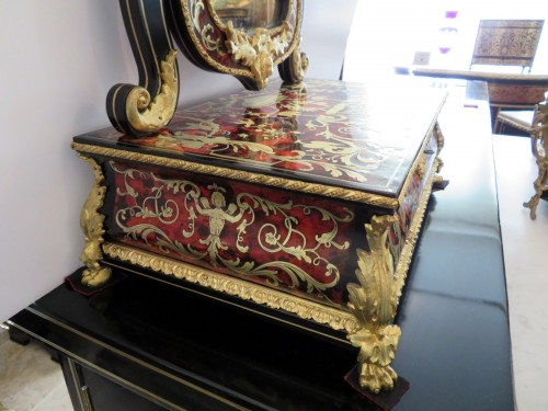 Barbière avec miroir en marqueterie Boulle d'époque Napoléon III - Mobilier Style Napoléon III