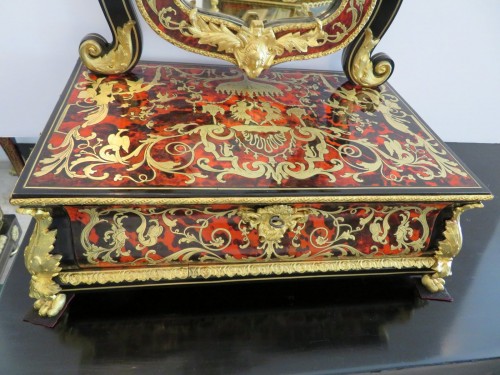 Mobilier Coiffeuse - Barbière avec miroir en marqueterie Boulle d'époque Napoléon III