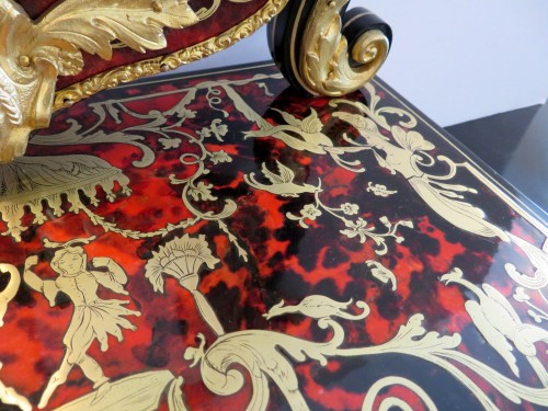 Barbière avec miroir en marqueterie Boulle d'époque Napoléon III - Antiquités Biau