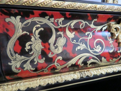 Antiquités - Barbière avec miroir en marqueterie Boulle d'époque Napoléon III