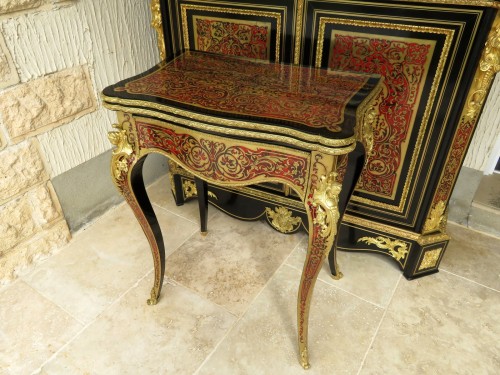  Game Table in Boulle marquetry 19th Napoleon III period - Perfect conditio - Furniture Style Napoléon III