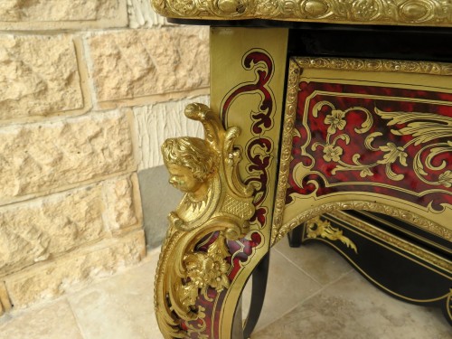 19th century -  Game Table in Boulle marquetry 19th Napoleon III period - Perfect conditio