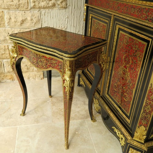 Napoléon III -  Game Table in Boulle marquetry 19th Napoleon III period - Perfect conditio