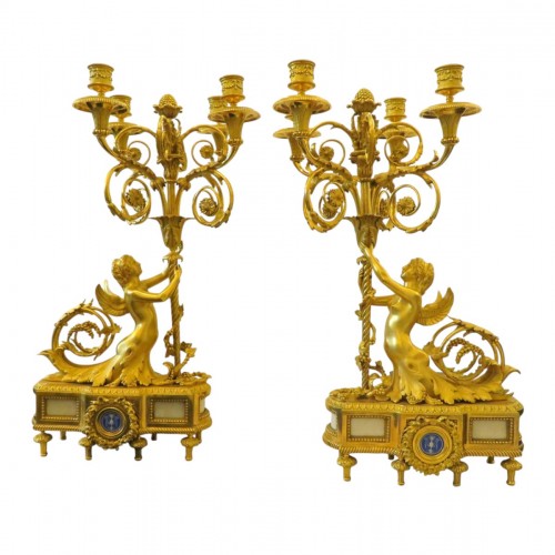 Pair of Napoléon III period gilt Bronze Candelabra Beurdeley
