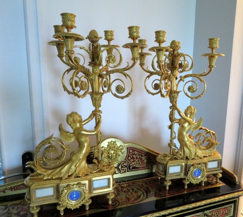 Pair of Napoléon III period gilt Bronze Candelabra Beurdeley - Lighting Style 