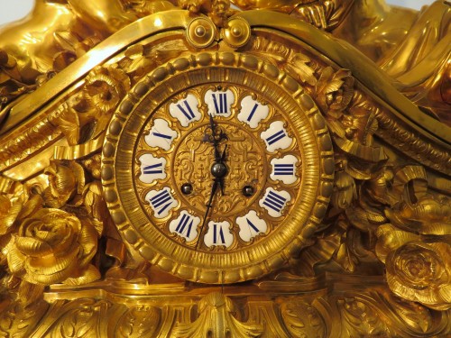 19th century - Large Napoléon III gilded bronze  Mantle Clock
