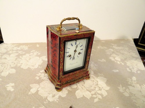 Stamped Bréguet Table Clock in Boulle marquetry Napoleon III period 19th - Horology Style Napoléon III