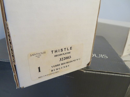 20th century - 22 glasses,1 decanter in crystal Saint - Louis Thistle platinum with boxes