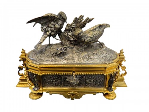 MOIGNIEZ - Boite à bijoux enbBronze argenté et doré Epoque Napoléon III