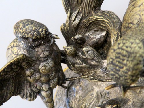 Antiquités - MOIGNIEZ - Boite à bijoux en bronze argenté et doré Epoque Napoléon III
