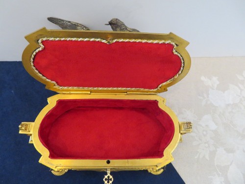 Antiquités - MOIGNIEZ - Boite à bijoux en bronze argenté et doré Epoque Napoléon III