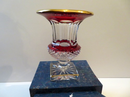 Vase stamped saint louis thistle gold red and box - Glass & Crystal Style Art nouveau