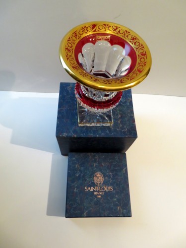 Glass & Crystal  - Vase stamped saint louis thistle gold red and box