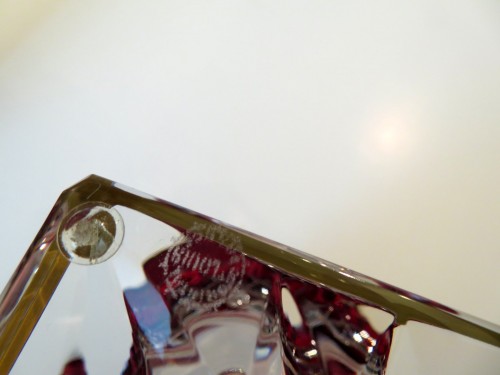 20th century - Vase stamped saint louis thistle gold red and box