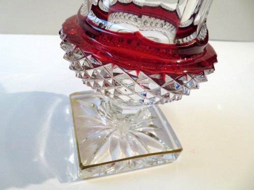 Art nouveau - Vase stamped saint louis thistle gold red and box