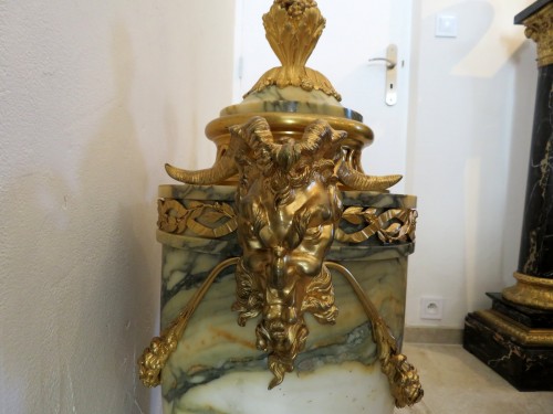 19th century - Large pair of Marble and bronze pots à feux odf the late 19th century