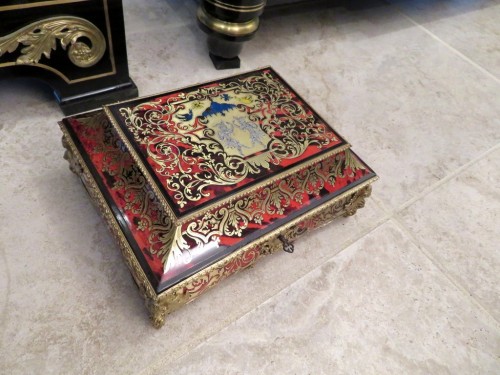 Jewelry Box in Boulle marquetry Napoleon III period 19th - Objects of Vertu Style Napoléon III