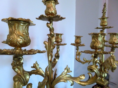 Lighting  - Pair of Candelabra golden Bronze and Boulle marquetry  Napoléon III period