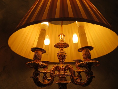 Napoléon III - Paire de Lampe Candelabre en marqueterie Boulle et en Bronze époque Napoléon III