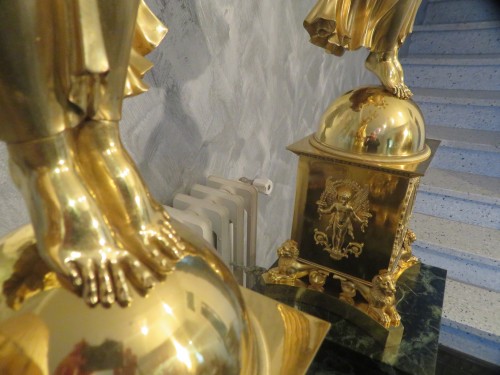 RABIAT - Paire de candélabres en bronze doré sur gaine en marbre époque Empire - Empire