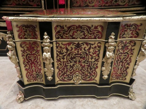 XIXe siècle - Importante cave à liqueur en marqueterie Boulle d’époque Napoléon III