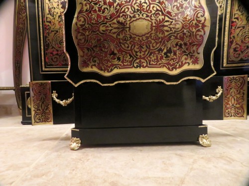 Antiquités - Importante cave à liqueur en marqueterie Boulle d’époque Napoléon III