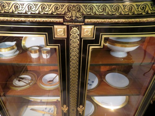 Vitrine en marqueterie Boulle époque Napoléon III estampillée GROS - Mobilier Style Napoléon III