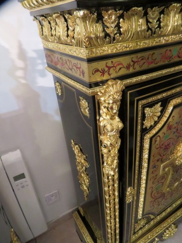 Meuble d’appui en marqueterie Boulle époque Napoléon III marqué JEANDON - Mobilier Style Napoléon III