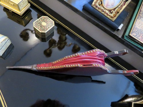 Soufflet de cheminée en marqueterie Boulle époque Napoléon III - Antiquités Biau