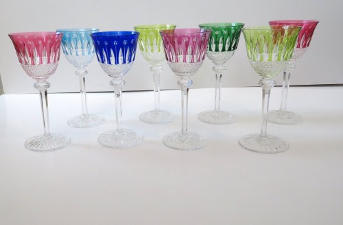 8 Glass Hock Tommy Crystal Saint LOuis OVERLAY - Glass & Crystal Style Art nouveau