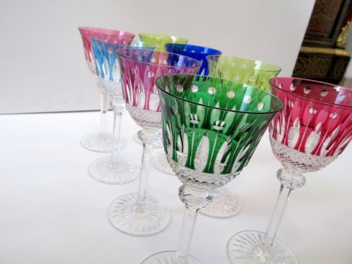 Antiquités - 8 Glass Hock Tommy Crystal Saint LOuis OVERLAY