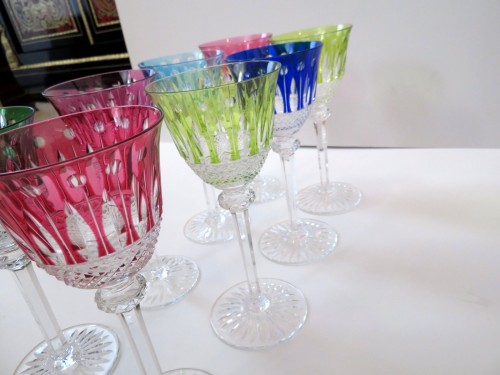 Antiquités - 8 Glass Hock Tommy Crystal Saint LOuis OVERLAY
