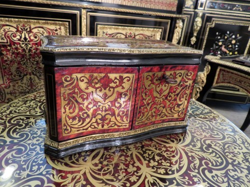Cave à thé en marqueterie Boulle époque Napoléon III - Objets de Vitrine Style Napoléon III