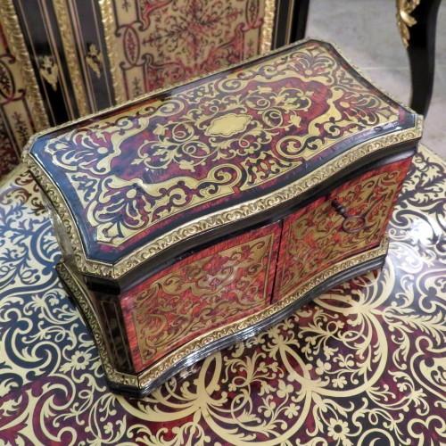 Objets de Vitrine Coffret & Nécessaire - Cave à thé en marqueterie Boulle époque Napoléon III