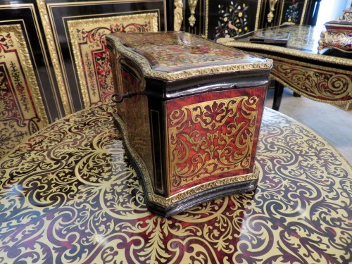 XIXe siècle - Cave à thé en marqueterie Boulle époque Napoléon III