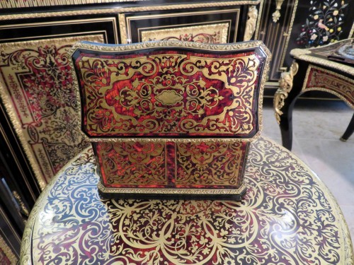 Antiquités - Cave à thé en marqueterie Boulle époque Napoléon III