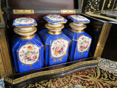 Antiquités - Cave à thé en marqueterie Boulle époque Napoléon III