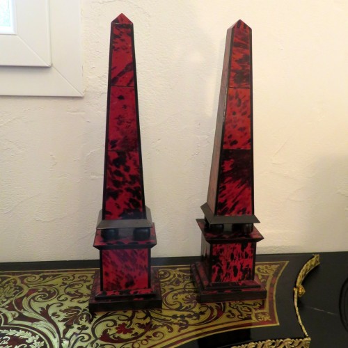 Pair of Obelisk Boulle marquetry in Napoléon III period - 