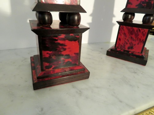 19th century - Pair of Obelisk Boulle marquetry in Napoléon III period