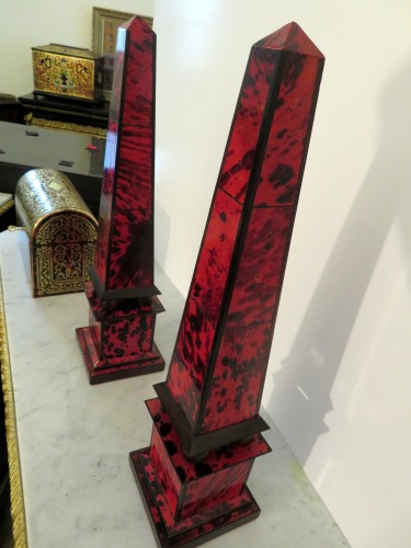 Antiquités - Pair of Obelisk Boulle marquetry in Napoléon III period