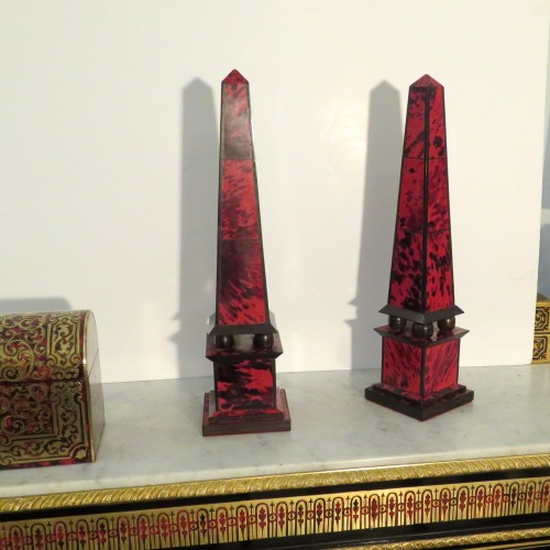 Antiquités - Pair of Obelisk Boulle marquetry in Napoléon III period