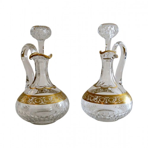 Paire de Broc à Decanter Saint Louis Thistle Or Cristal