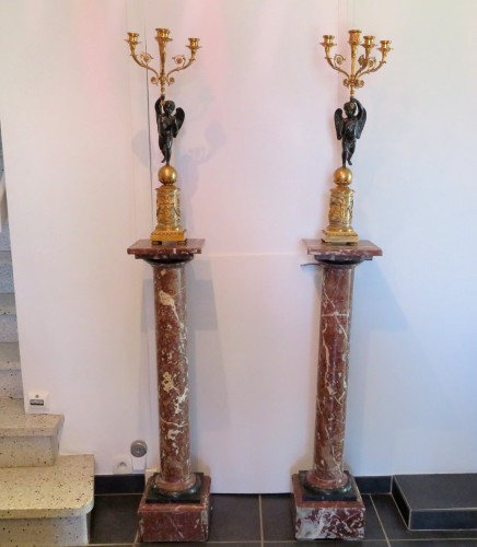 Antiquités - pair of Column in Marble Napoleon III period