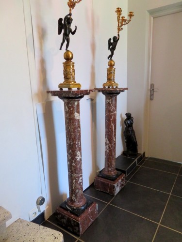 Antiquités - pair of Column in Marble Napoleon III period