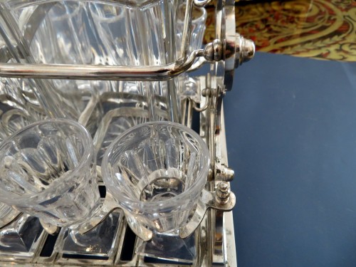 19th century - Stamped Baccarat Tantalus set crystal sylver Bronze Napoleon III period