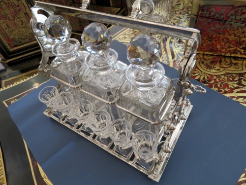 Antiquités - Stamped Baccarat Tantalus set crystal sylver Bronze Napoleon III period