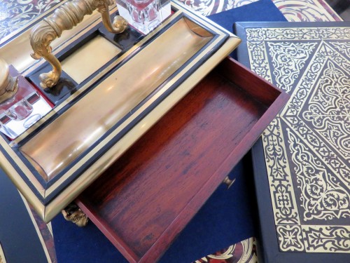 Desk Set Document Holder and inkwell in Boulle marquetry Napoleon III perio - 