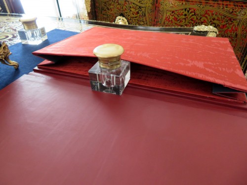 19th century - Desk Set Document Holder and inkwell in Boulle marquetry Napoleon III perio