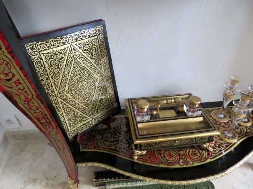 Antiquités - Desk Set Document Holder and inkwell in Boulle marquetry Napoleon III perio